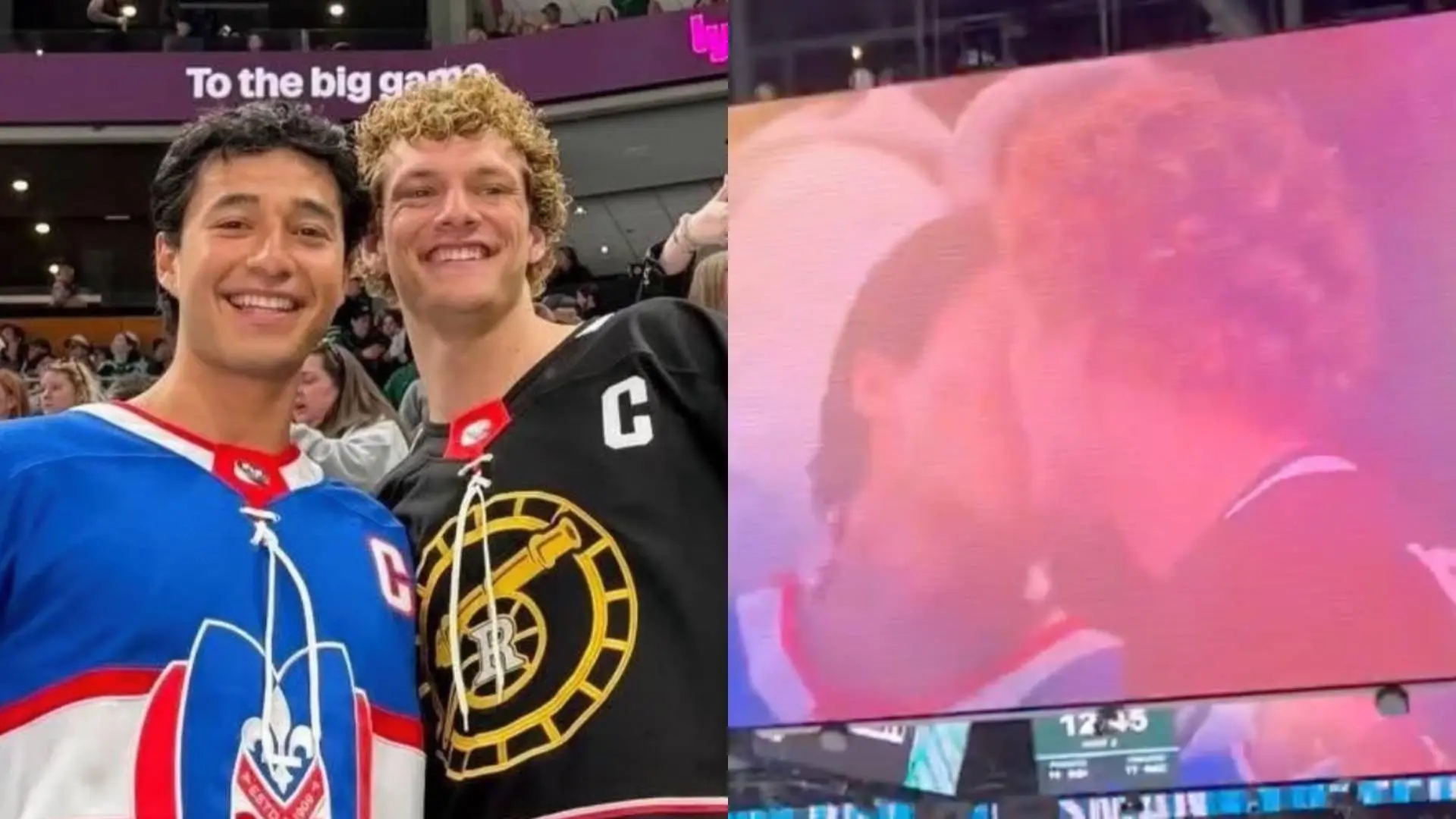 Kissing Lookalikes Steal Hockey Show